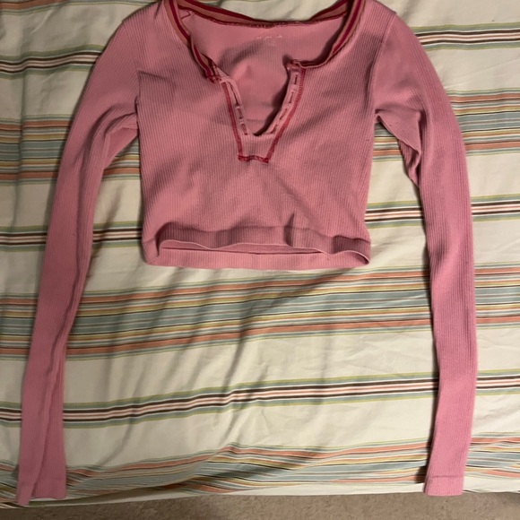 Pink Ribbed Long Sleeve Top - Picture 1 of 5